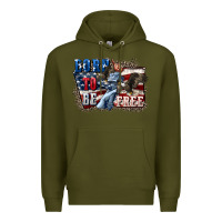 Army Green Born to be free Premium Hoodie - CowGirlArtShop