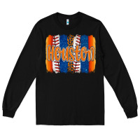 Black houston baseball team spirit brushstrokes Long Sleeve Tee - Artiststas