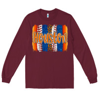 Burgundy houston baseball team spirit brushstrokes Long Sleeve Tee - Artiststas
