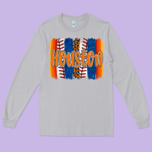 Houston Baseball Team Spirit Brushstrokes Long Sleeve Tee Designed By Artiststas