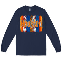 Navy houston baseball team spirit brushstrokes Long Sleeve Tee - Artiststas