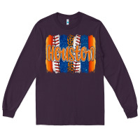 Plum houston baseball team spirit brushstrokes Long Sleeve Tee - Artiststas