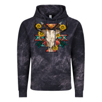 Cloud Black aztec western bull skull Vintage Hoodie - NancyCooperArtShop