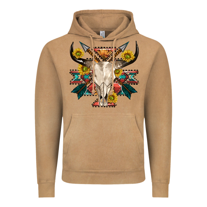Aztec Western Bull Skull Vintage Hoodie by NancyCooperArtShop | Teevron