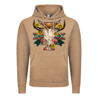 Vintage Coffee aztec western bull skull Vintage Hoodie - NancyCooperArtShop