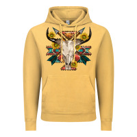 Vintage Mustard aztec western bull skull Vintage Hoodie - NancyCooperArtShop