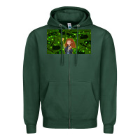 Sports Green wizard girl and cat Zipper Hoodie - TumblerDesignByShophia