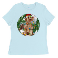 Baby Blue Cockapoo Christmas Ladies Tee - RanaPortraitStore