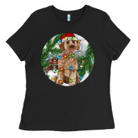 Black Cockapoo Christmas Ladies Tee - RanaPortraitStore