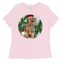 Bubblegum Pink Cockapoo Christmas Ladies Tee - RanaPortraitStore