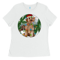 White Cockapoo Christmas Ladies Tee - RanaPortraitStore