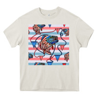 Cream american flag bass Heavy Core Tee - BundleAndBundleShop
