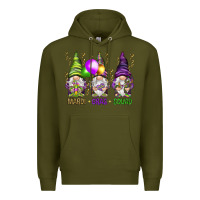 Army Green Mardi Gras squad with gnomies Premium Hoodie - HowdyJamesFarm