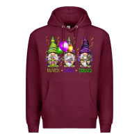 Burgundy Mardi Gras squad with gnomies Premium Hoodie - HowdyJamesFarm