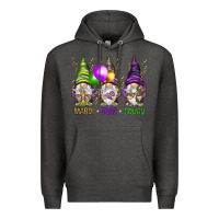 Charcoal Heather Mardi Gras squad with gnomies Premium Hoodie - HowdyJamesFarm