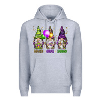 Heather Grey Mardi Gras squad with gnomies Premium Hoodie - HowdyJamesFarm