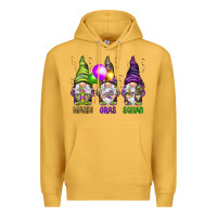 Mustard Mardi Gras squad with gnomies Premium Hoodie - HowdyJamesFarm