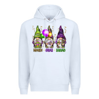 White Mardi Gras squad with gnomies Premium Hoodie - HowdyJamesFarm