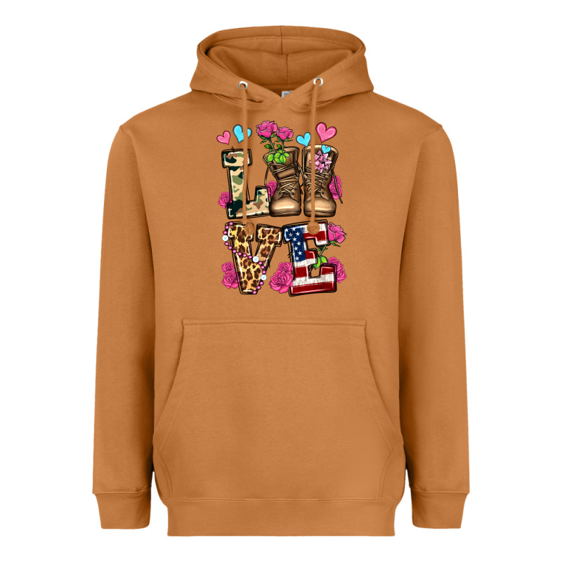 Love Valentine's Day Army Boots Olivia Heavyweight Hoodie by OliviaCreatesArt | Teevron
