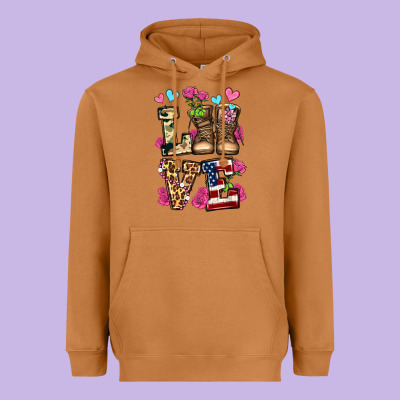 Love Valentine's Day Army Boots Olivia Heavyweight Hoodie Designed By Oliviacreatesart