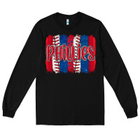 Black phillies baseball team spirit brushstrokes Long Sleeve Tee - Artiststas