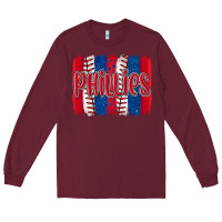 Burgundy phillies baseball team spirit brushstrokes Long Sleeve Tee - Artiststas