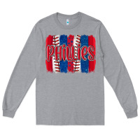 Heather Grey phillies baseball team spirit brushstrokes Long Sleeve Tee - Artiststas