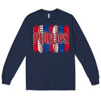 Navy phillies baseball team spirit brushstrokes Long Sleeve Tee - Artiststas