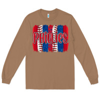 Toasted Coconut phillies baseball team spirit brushstrokes Long Sleeve Tee - Artiststas