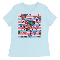 Baby Blue american flag bass Ladies Tee - BundleAndBundleShop