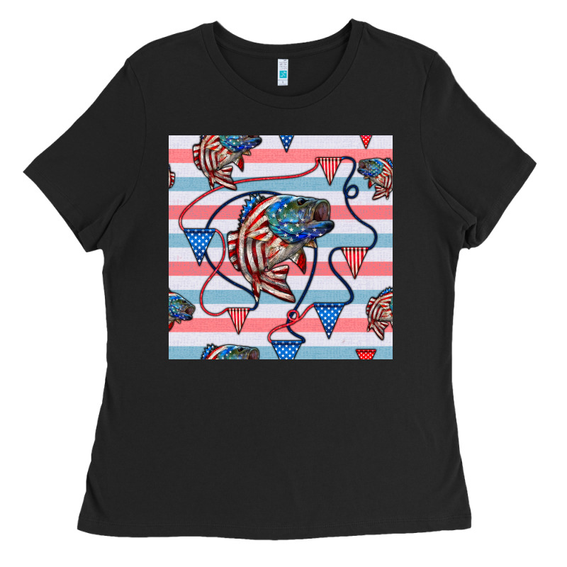 American Flag Bass Ladies Tee by BundleAndBundleShop | Teevron