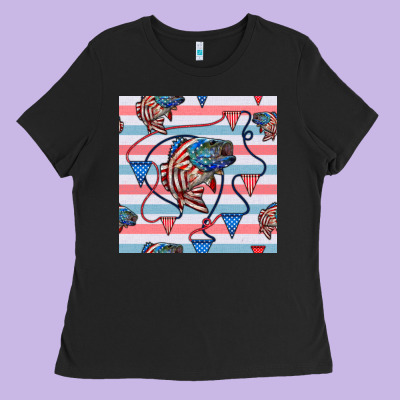 American Flag Bass Ladies Tee Designed By Bundleandbundleshop