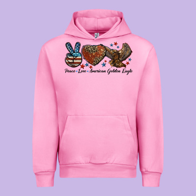 Western Peace Love American Golden Eagle Urban Hoodie Designed By Lillyallendesigns