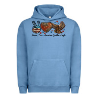 Pigment Pebble Blue Western Peace Love American Golden Eagle Urban Hoodie - LillyAllenDesigns