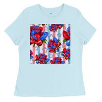 Baby Blue patriotic roses Ladies Tee - BundleAndBundleShop