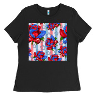 Black patriotic roses Ladies Tee - BundleAndBundleShop