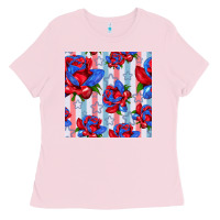 Bubblegum Pink patriotic roses Ladies Tee - BundleAndBundleShop