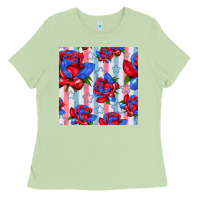 Matcha patriotic roses Ladies Tee - BundleAndBundleShop