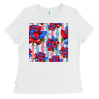 White patriotic roses Ladies Tee - BundleAndBundleShop