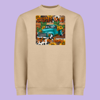 Country Roads Take Me Home Truck Coaster Heavyweight Sweatshirt Designed By Jasminsmagicworld