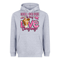 Heather Grey iced coffee is my love language Heavyweight Hoodie - OliviaCreatesArt