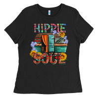 Black hippie soul with caravan and flowers Ladies Tee - Artiststas