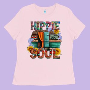 Hippie Soul With Caravan And Flowers Ladies Tee Designed By Artiststas