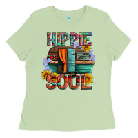 Matcha hippie soul with caravan and flowers Ladies Tee - Artiststas