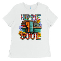 White hippie soul with caravan and flowers Ladies Tee - Artiststas