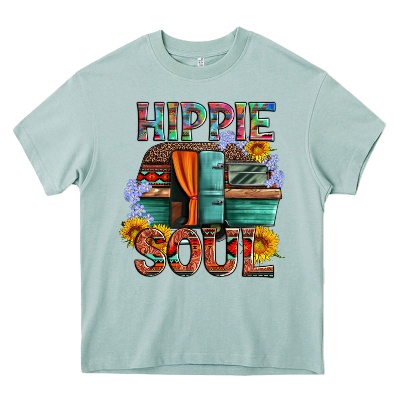 Hippie Soul With Caravan And Flowers Heavy Core Tee by Artiststas | Teevron