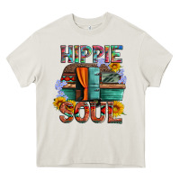 Cream hippie soul with caravan and flowers Heavy Core Tee - Artiststas