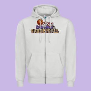 Wild About Basketball Zipper Hoodie Designed By Howdyjamesfarm