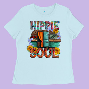 Hippie Soul With Caravan And Flowers Ladies Tee Designed By Artiststas
