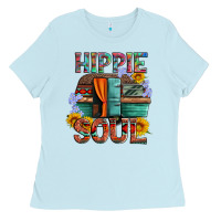 Baby Blue hippie soul with caravan and flowers Ladies Tee - Artiststas